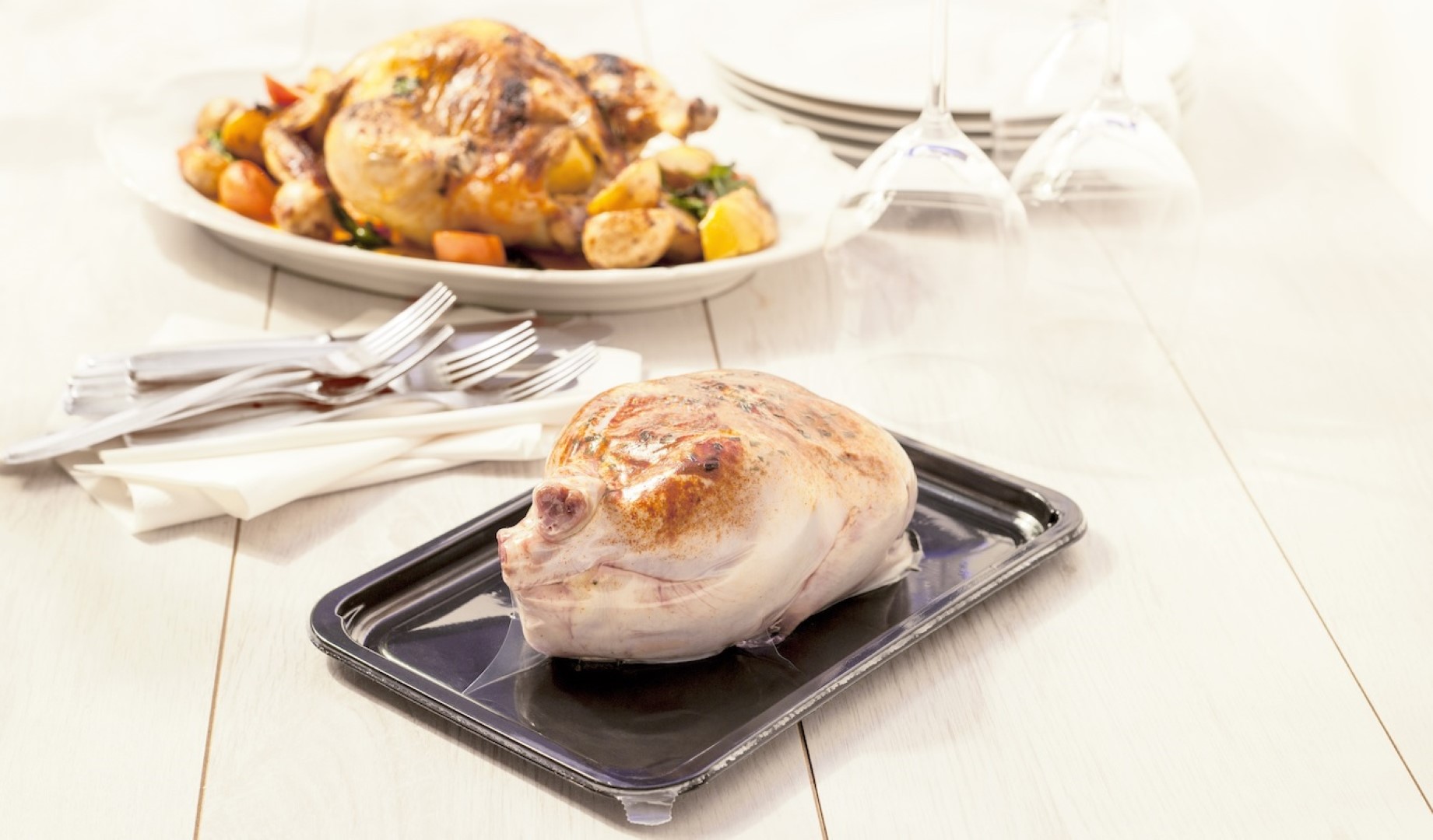 TraySkin poultry header